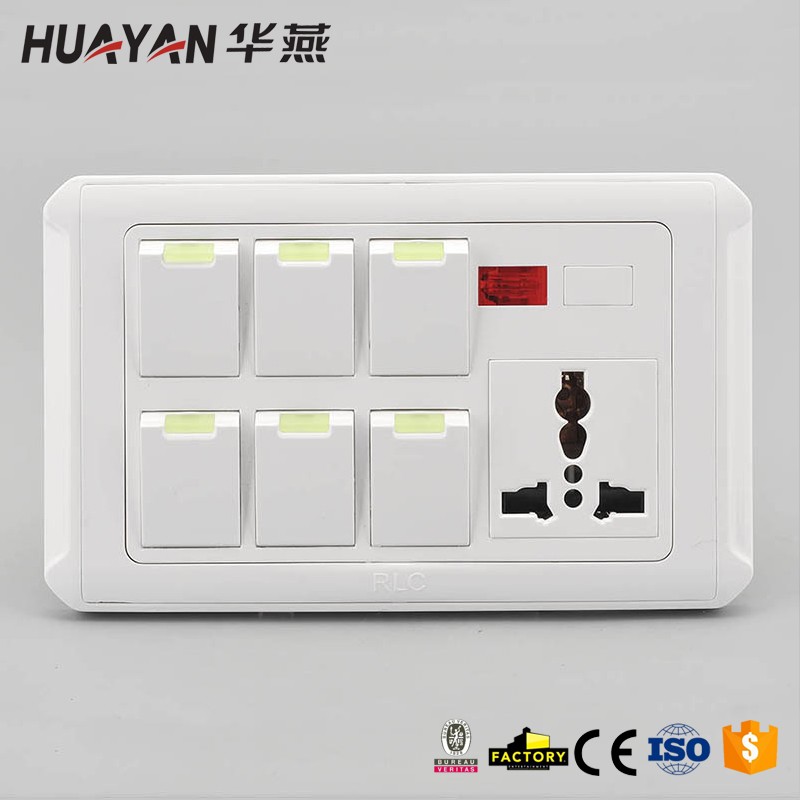 HYA-6GANG MF SOCKET  INDICATOR LIGHT DIMMER PROVISION,