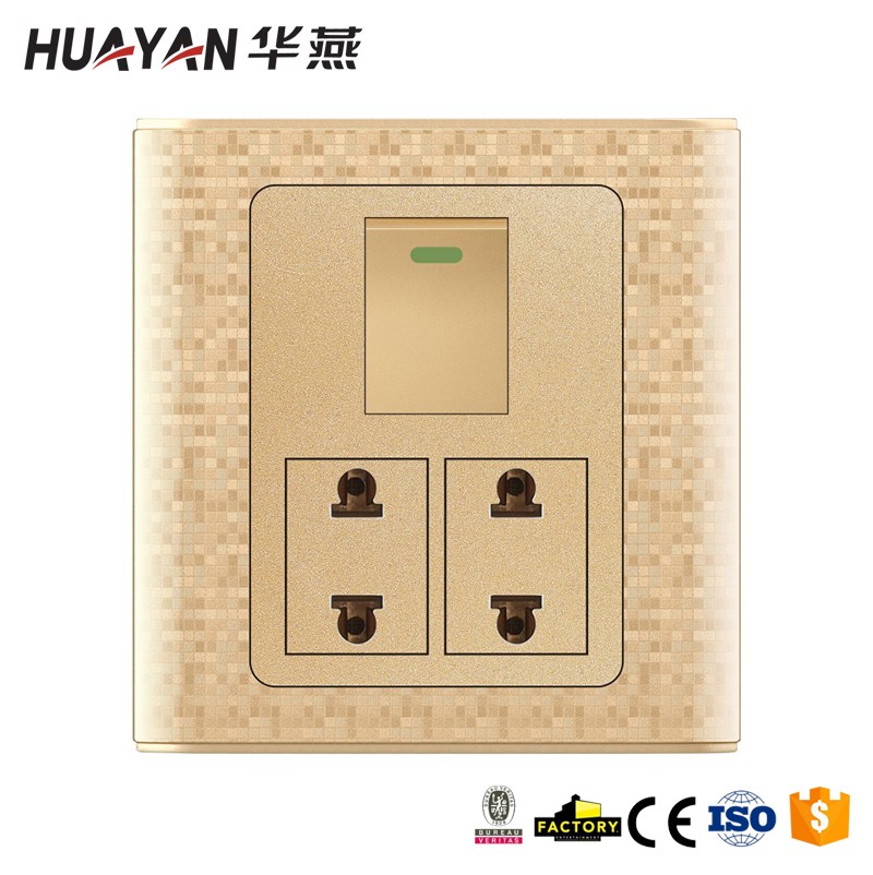 HYC-G-MOSAIC-1GANG SWITCH 2SOCKET,HYC-G-MOSAIC-1GANG SWITCH 2SOCKET