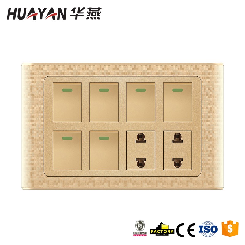 HYC-G-MOSAIC-6GANG SWITCH 2SOCKET,HYC-G-MOSAIC-6GANG SWITCH 2SOCKET