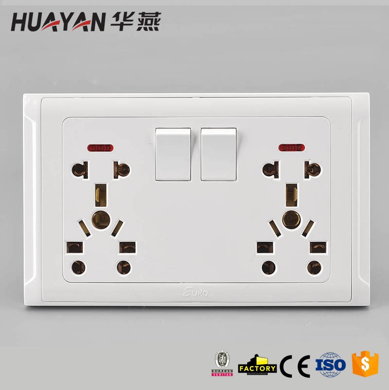 HYI-2GANG SWITCH DOUBLE UNIVERSAL SOCKET,HYI-2GANG SWITCH DOUBLE UNIVERSAL SOCKET