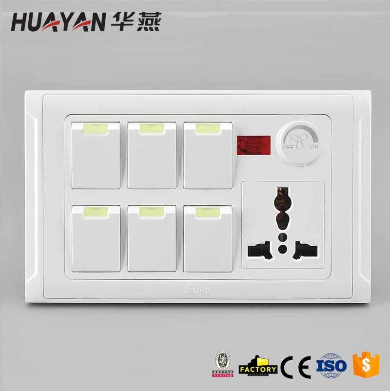 HYI-6GANG SWITCH MF SOCKET INDICATOR LIGHT DIMMER,HYI-6GANG SWITCH MF SOCKET INDICATOR LIGHT DIMMER