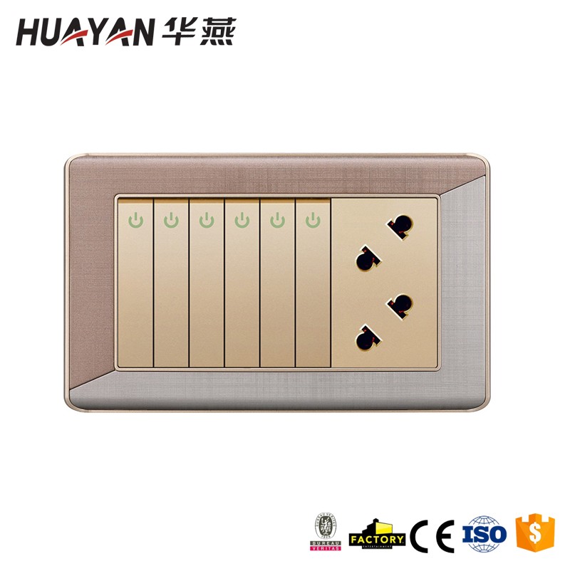 HYJ-6GANG SWITCH 2SOCKET,HYJ-6GANG SWITCH 2SOCKET