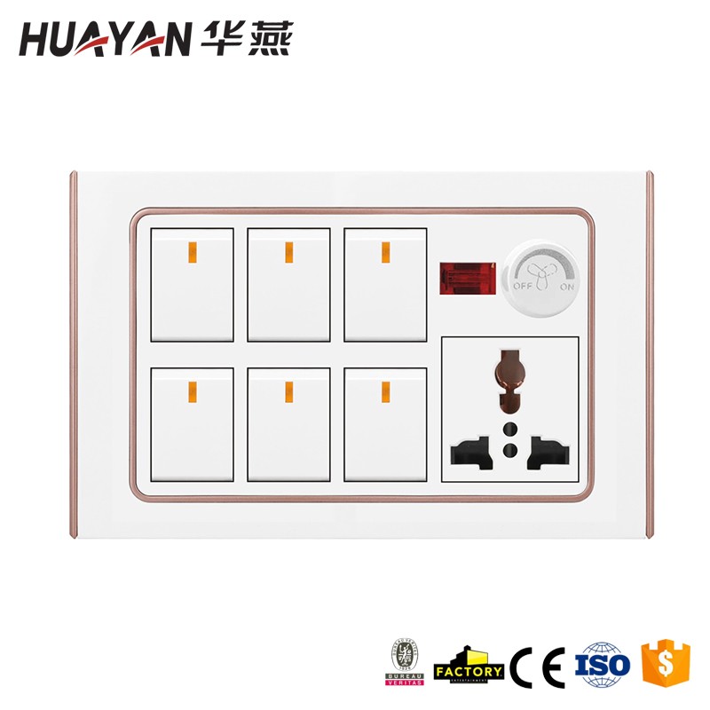 HYB-G-6GANG SWITCH MF SOCKET INDICATOR LIGHT DIMMER,HYB-G-6GANG SWITCH MF SOCKET INDICATOR LIGHT DIMMER