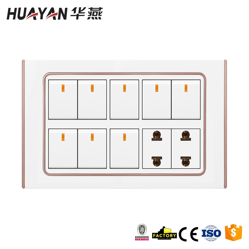 HYB-G-8GANG SWITCH 2SOCKET,HYB-G-8GANG SWITCH 2SOCKET