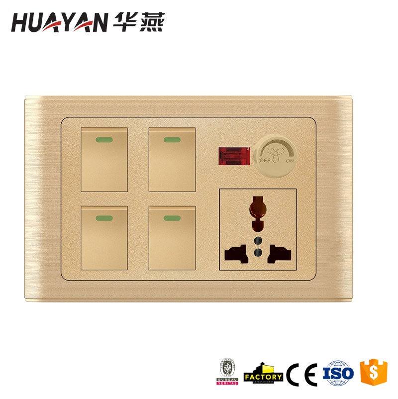 HYC-G-BRUSH-4GANG SWITCH MF SOCKET INDICATOR LIGHT DIMMER,HYC-G-BRUSH-4GANG SWITCH MF SOCKET INDICATOR LIGHT DIMMER