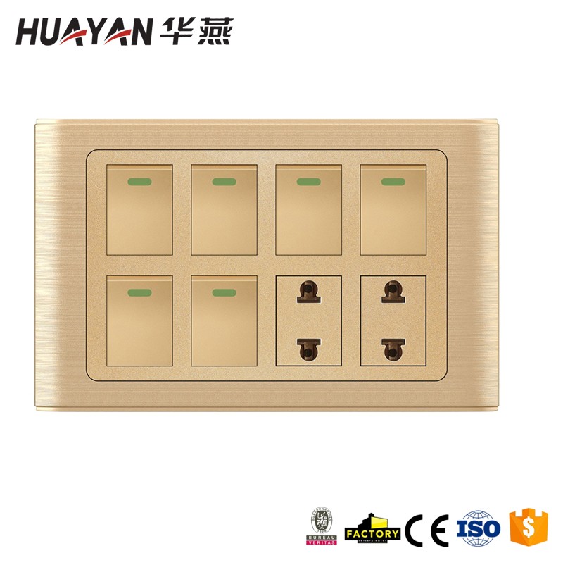 HYC-G-BRUSH-6GANG SWITCH 2SOCKET,HYC-G-BRUSH-6GANG SWITCH 2SOCKET