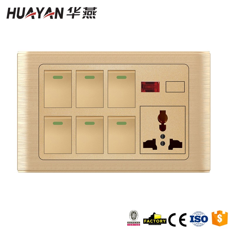 HYC-G-BRUSH-6GANG SWITCH MF SOCKET INDICATOR LIGHT DIMMER PROVISION,HYC-G-BRUSH-6GANG SWITCH MF SOCKET INDICATOR LIGHT DIMMER PROVISION