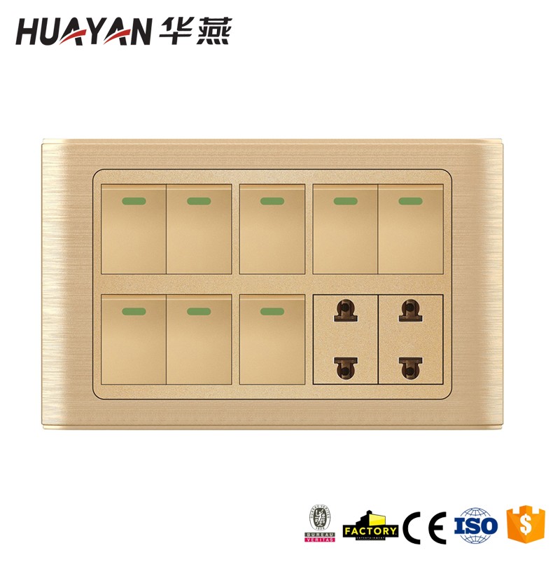 HYC-G-BRUSH-8GANG SWITCH 2SOCKET,HYC-G-BRUSH-8GANG SWITCH 2SOCKET